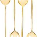 Blue Sky Novelty Gold Serving Spoon & Spork Set, 96 Count Bulk Disposable Plastic Serveware for Buffets, Parties, Catering & Holidays
