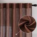 MIULEE Chocolate Brown Linen Curtains 84 Inch Length for Bedroom Living Room, Soft Thick Linen Textured Window Drapes Semi Sheer Light Filtering Back Tab Rod Pocket Burlap Look Decor, 2 Panels