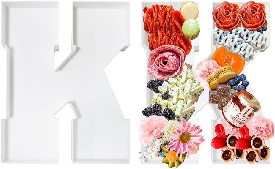Valguri 10 Inch Plastic Fillable Letter for Charcuterie, Party Table Centerpiece, Waterproof (K Style)