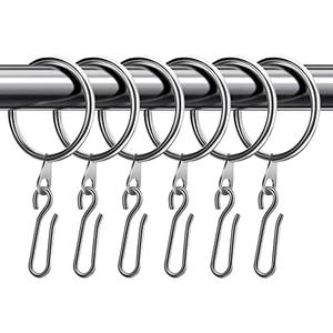 30 Pcs Metal Drapery Curtain Rings 1.26'' Curtain Hanging Rings with 30 Pcs Metal Curtain Drapery Pin Hooks Pinch Pleat Curtain Hooks for Window Door Shower Curtain 32 mm Internal Diameter (Silver)