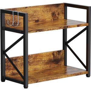 RUILALIFE 2 Tier Kitchen Counter Shelf Organizer, Coffee Bar Station Organizer for CountertopSpace Saving Spice Rack, Desk Shelf Riser, Coffee Bar Accessories(Rustic Brown, Medium)