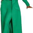 Famnbro Womens Suits 2 Piece Set Long Blazers Jacket Lapel and Straight Leg Pants Business Outfits (Large, Light Green)