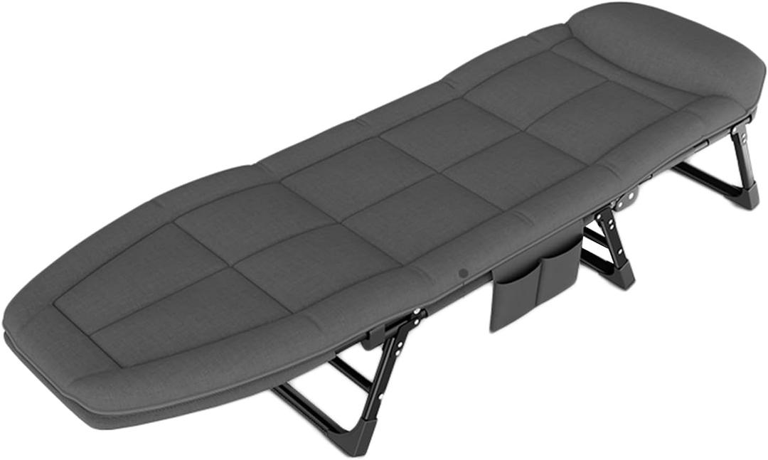 Folding Bed,Outdoor Folding Camp Bed,Folding Bed with Headrest,Folding Storage Design,Suitable for Camping,Self-Driving Tours and Other Activities (Grey)