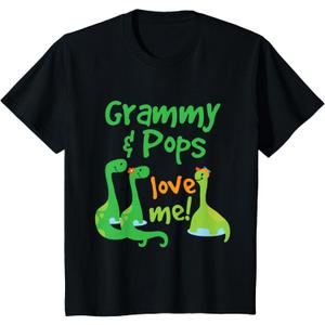 Kids Grammy and Pops Love Me Grandson Dinosaur T-Shirt, 2T