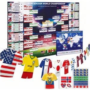 2026 World Soccer Cup Extra Large Schedule Poster, 48 Teams Tournament Wall Chart Calendar, Soccer Matches Tracker Bracket for Home Office Bar Football Club Sports Fans Party Decorations