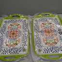 Large Serving Platter with Handles,19x12Large Rectangular Melamine Serving Tray Set of 2, Kitchen Food and BBQ Serving Platter, Talavera Grilling Prep and Serve Tray, Dishwasher Safe