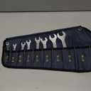 Yiyeie 9Pc. Super-Thin Open End Wrench Set, Metric 5.5, 7, 8, 9, 10, 11, 12, 13, 14, 15, 16, 17, 19, 21, 22, 23, 24, 27 mm, CR-V Steel, Ultra-Slim Flat Wrench Set with Roll-up Pouch (Chrome Finish)