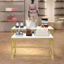 2-Piece Set Gold Modern Nesting Tables, Metal Shoe Handbag Retail Display Racks, Metal Display Riser Shelf for Shoes, Handbags, Home, Clothing Shops, Retail Stores, 100cm x 40cm x 56cm
