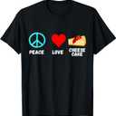 Cheesecake Peace Love Dessert Sweets Bakery Cheese Cake T-Shirt, L