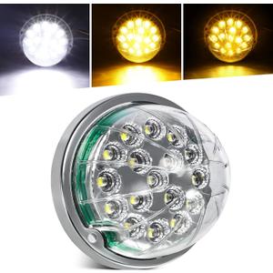 Partsam 1PC Dual Revolution 17 Led Watermelon Light for Semi Truck, Amber Turn Signal and Marker to White Auxiliary Light, Under glow Lights Compatible with Freightliner Kenworth Peterbilt