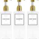 Shampoo Dispenser Bottles with Gold Pump, YACEYACE 16.9oz Set of 3 Clear Shampoo and Conditioner Dispenser, Mordern Shower Bottles Refillable with Labels