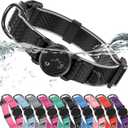 WhoseID Airtag Dog Collar | with Waterproof Air Tag Holder | QR Code Pet ID | Durable Comfortable Oxford Padded | Reflective Collar | for Small Puppy Dogs(Black,S,10''~16'')