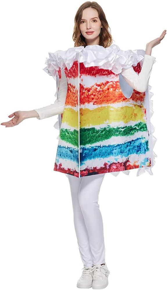 EraSpooky Women Rainbow Cake Costume Adult Halloween Food Party Fancy Dress