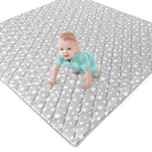 Moonsea, Baby Play Mat, 71x59 Mat with Super Soft Touch, Activity Mat with Upgraded Anti-Slip Bottom, Machine Washable Crawling Mat for Floor & Picnic, (Boho Gray)