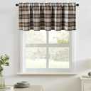 VOGOL Cocoa Brown Buffalo Check Bedroom Valances - Easy Care Thick Fabric Window Topper for Bathroom, Charming Vintage Style Valances for Kitchen, 52x18 Inches, 1 Panel