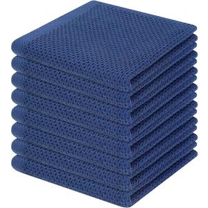 Homaxy 100% Cotton Waffle Weave Kitchen Dish Cloths, Ultra Soft Absorbent Quick Drying Dish Towels, 12 x 12 Inches, 8-Pack, Navy Blue