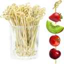 100PCS Cocktail Picks Bamboo Skewers for Appetizers, Fancy Toothpicks for Appetizers, 4.7 Inch Long Decorative Knot Bamboo Cocktail Sticks for Party Drinks Food Fruit Charcuterie Boards Accessories