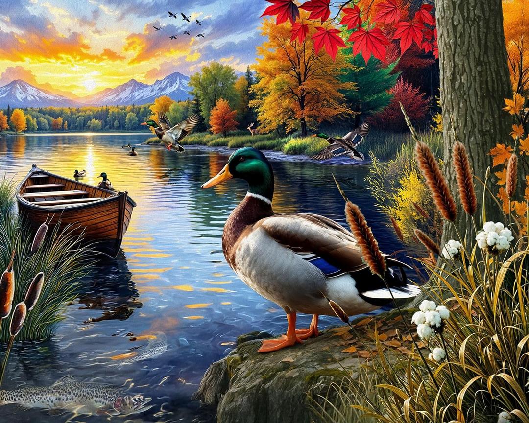 Springbok Mallard Morning Glow 1000 Piece Jigsaw Puzzle for Adults - Duck by the Lake - Unique Cut Pieces - Made in USA