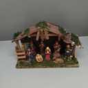 Lighted Christmas Nativity Set, Nativity Sets for Indoor with Wooden Stable, Nativity Scene Set & Figures for Christmas Decorations Indoor Tabletop Decorations