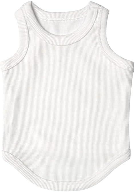 Cute Dog Clothes, Ribbed Tank Top T Shirt for Small, Medium or Large Pets, Breathable & Soft Cotton Blend (White, XXS)