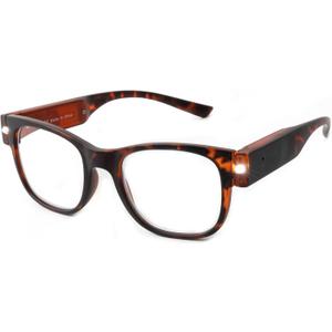 SKYWAY Reading Glasses Lighted Rechargeable Bright LED Readers with Lights Eyewear Clear Vision Unisex,  Square-Tortoiseshell