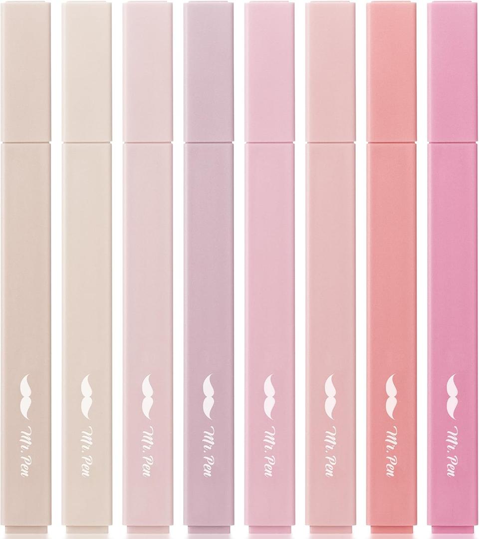 Mr. Pen- Aesthetic Highlighters, 8 pcs, Chisel Tip, Vintage Colors, No Bleed Bible Highlighter Pastel, Highlighters Assorted Colors