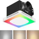 VEVOR Bathroom Exhaust Fan, 80-110-130 CFM Bathroom Vent with Seven Colors RGB Lights, 1.5 Sones Low-Noise, Premium DC Motor Ceiling Fan for KTV Laundry Room, Storage Room, Ventilation, White