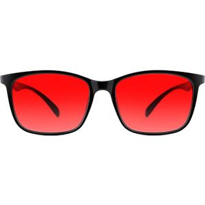 TIJN Sleep Glasses for 99.9% TR90 Blue Green Light Blocking Dual AR Coatings Red Lens for Computer Gaming Reduce Eyestrain (01-max Protect-black)