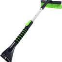 SEAAES Ice Scraper with Snow Brush for Car Windshield, Upgraded Extendable Snow Brush with Foam Grip for Truck SUV Vehicle Windows (31.8 Inch, Green)