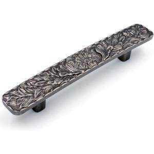 JETLAND Bridged Drawer Cabinet Pulls, 4-Pack Antique Gray 4" Hole Centers, Antique Peony Solid Cast, TG0115AN102
