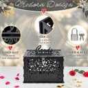 Wedding Card Box with Lock, Black Card Box for Wedding Reception Decorations, Wedding Box for Cards and Money, PVC Envelope Gift Card Box for Party Graduation Baby Shower Birthday Decor
