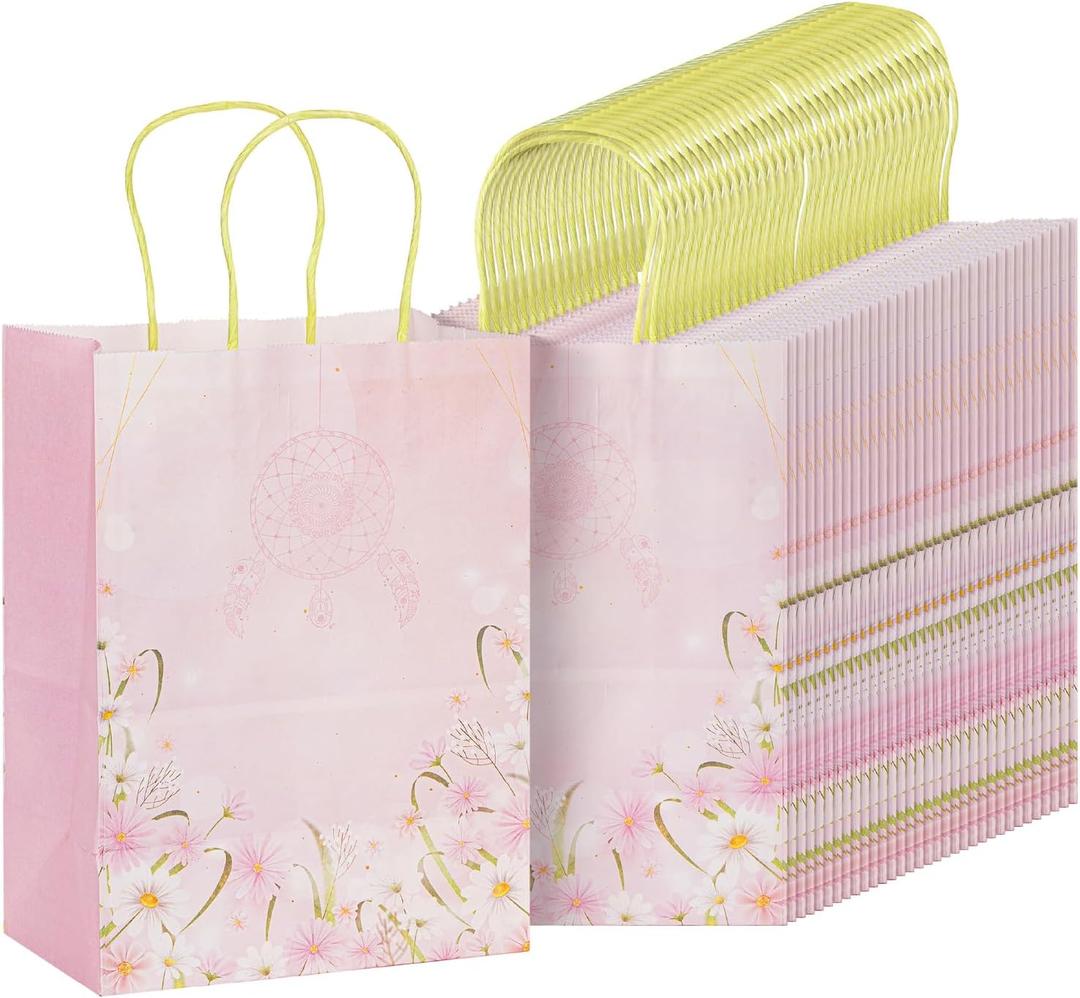 Mr. Pen- Paper Gift Bags with Handles, 32 Pack, 7.6" x 4.7" x 10.6", Medium Kraft Paper Bags with Handles Bulk, Ideal for Gifts, Weddings, Baby Showers, Birthdays, Shopping, Party Favor (Floral)