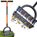 Bluesea Lawn Aerator Tool - 16 Iron Spikes with Ergonomic T-Handle, Automatic Dirt Clean for Soil Loosening & Yard Aeration, Manual Metal Grass Aerator (Orange)