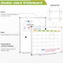 Dry Erase Calendar Whiteboard for Wall, 24" x 18" Magnetic Monthly White Board Calendar, Hanging Double-Sided White Board for Planning, Memo, School, Home, Office