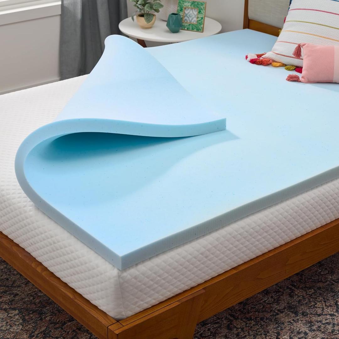 Linenspa Memory Foam Mattress Topper - 2 Inch Gel Infused Memory Foam - Plush Feel - Cooling and Pressure Relieving - CertiPUR Certified - Dorm Room Essentials - King Size Linenspa Memory Foam Mattress Topper - 2 Inch Gel Infused Memory Foam - Plush Feel - Cooling and Pressure Relieving - CertiPUR Certified - Dorm Room Essentials - King Size