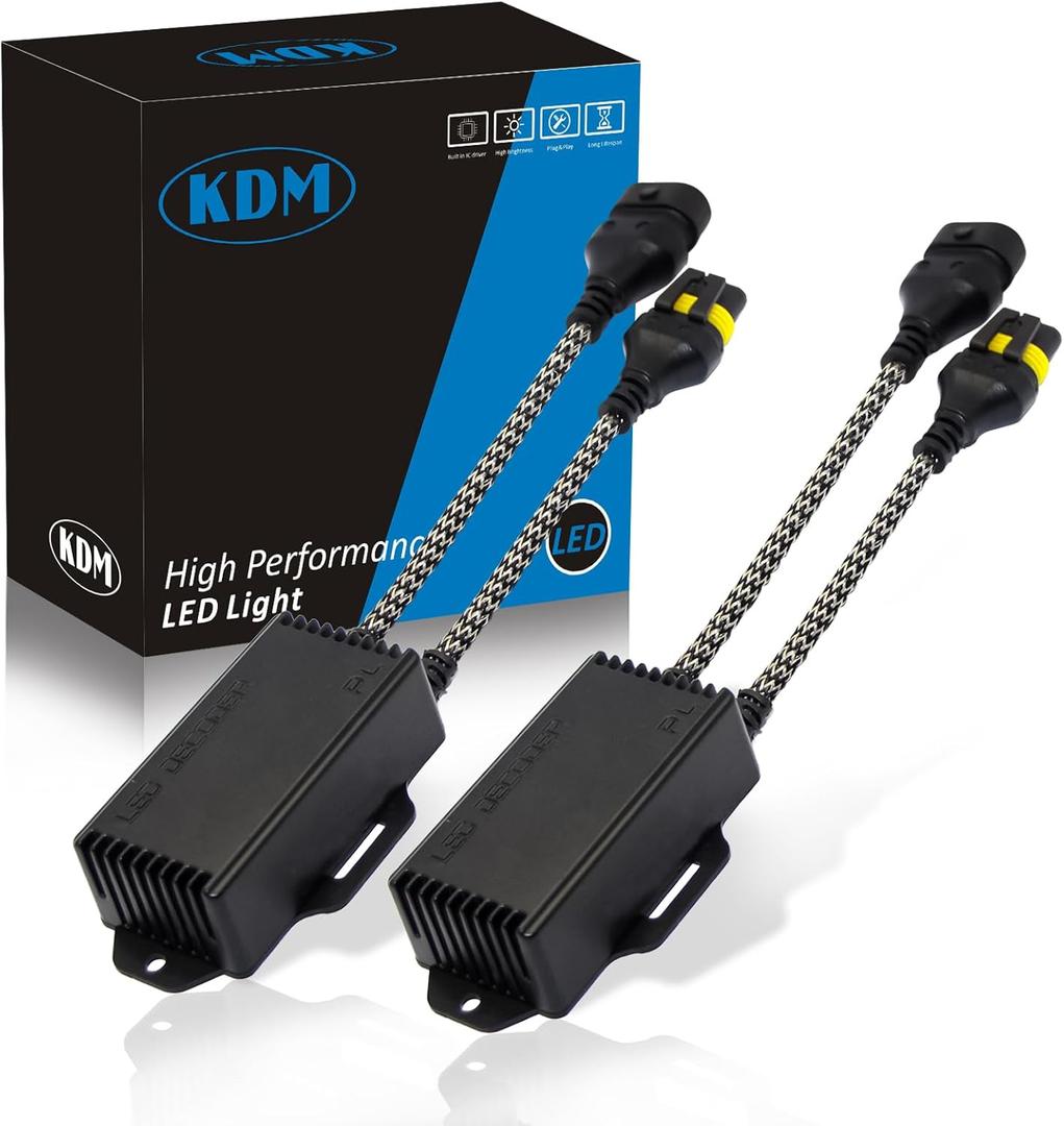 KDM 9005 9006 H10 9012 LED Light Decoder Canbus,Anti Flickering Error Free Load Resistor, LED Warning Canceller Resistor Adapter,2Pack