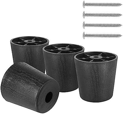 Masendelk 2 inch Black Plastic Furniture Legs, Screw-in Couch Legs Round Tapered Sofa Legs Replacement Legs for Furniture Couch Table Sofa, Pack of 4