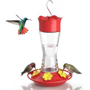 Kingsyard Glass Hummingbird Feeder for Outdoors Hanging, 10 oz Leak-Proof Humming Bird Feeders with Ant Moat & Bee Proof Feeding Ports, Hummingbird Gift for Bird Lovers (Clear)