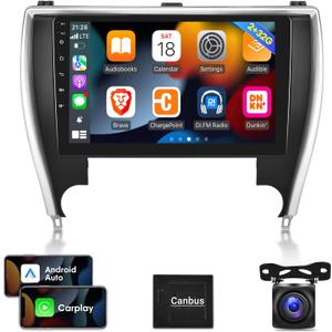 [2G+32G] Car Radio for Toyota Camry 2015 2016 2017, 10.1 inch Android 11 Touch Screen Stereo, Carplay/Android Auto/Mirror Link/1080P/SWC/Bluetooth/WiFi + AHD Backup Camera+MIC