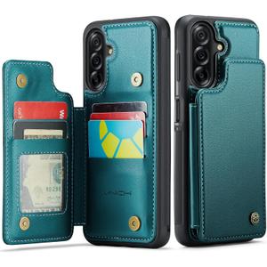 Vinich for Samsung Galaxy A26 Wallet Case with Card Holder, RFID Blocking Credit Slots Kickstand Shockproof Phone Cover Fit for Galaxy A26 6.7" Bluish Green