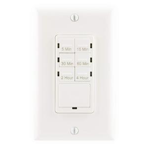 GE Push-Button Countdown Timer Switch, 5-15-30 Minute/1-2-4 Hour, ON/Off, No Neutral Wire Needed, Ideal for Lights, Exhaust Fans, Heaters, Wall Plate Included, Light Switch Timer, Fan Switch, 15318 White