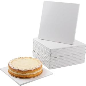 MANCHAP 15 PCS Square Cake Drums, 12 x 12 x 1/2 inch White Cardboard Cake Base Board for Desserts, Baking, Pastries
