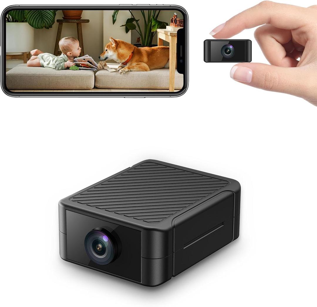 Hidden Camera 4K Mini Spy Camera, WiFi Security Camera with Night Vision, Motion Detection Alerts, Phone App Control, Rechargeable Battery, SD/Cloud Storage for Home, Office, Pet Monitoring, Black