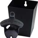 Black Beer Opener Wall Mounted Take Your Bottle Top Off Bottle Opener with Cap Catcher Gifts