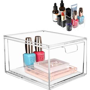 Yes!Fresh Drawer Organizer Stackable Cosmetic Desk Organizer with Removable Interior Partitions for Vanity Organization and Storage,Clear Bathroom Organizer (1)