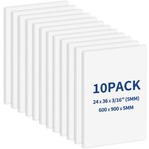 Zzrywuty 10 Pack Large Foam Boards 24" x 36", 5mm Thickness Styrofoam Foam Core Board for Crafts, White Poster Board Vision Board Presentation Board Mat Board