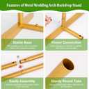 Metal Arch Backdrop Stand Wedding Arch frame Set of 3 (7.2FT/6.6FT/6FT) Gold Backdrop Arch Stand for Wedding Ceremony Birthday Party Baby Shower Graduation Ceremony Decoration