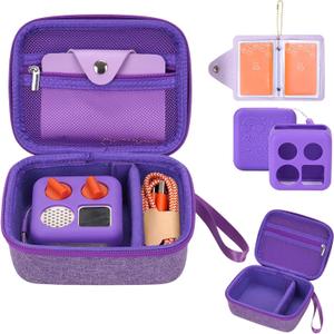 MGZNMTY Travel Storage Case and Thicken Silicone Cover Compatible with Yoto Mini Player - Kids Audio & Music Player and Card Holder for Yoto Card Hold Up to 10 Cards (Purple)