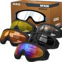 5 x OXG 5 Pairs Motorcycle Goggles for Youth Men Women, ATV Ski Goggles Anti-UV Dustproof Windproof Dirt Bike Goggles Fit Helmet (Black)