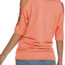 Miselon Womens Cold Shoulder Tops 3/4 Sleeve Oversized Dolman Shirt Blouse Coral,XXL (Pink, XXL)